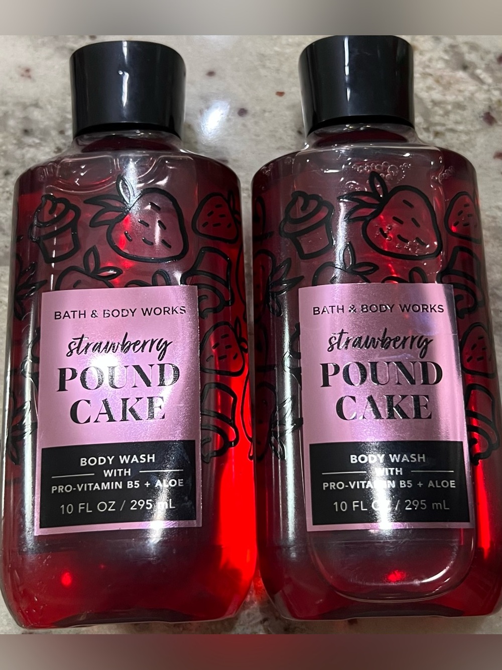 Lot Of 2 Bath & Body Works Strawberry Pound Cake Body Wash 10 fl oz